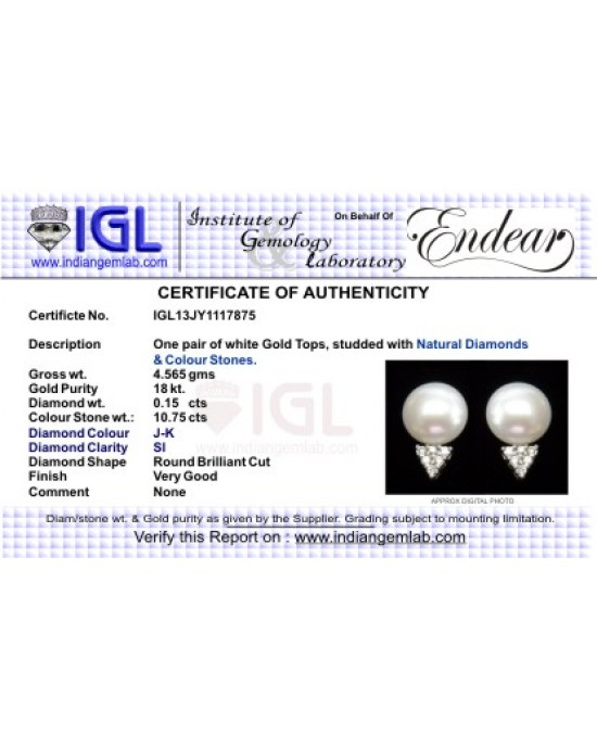 Pearl & Diamond Earring Studs Pearl & Diamond Earring Studs
