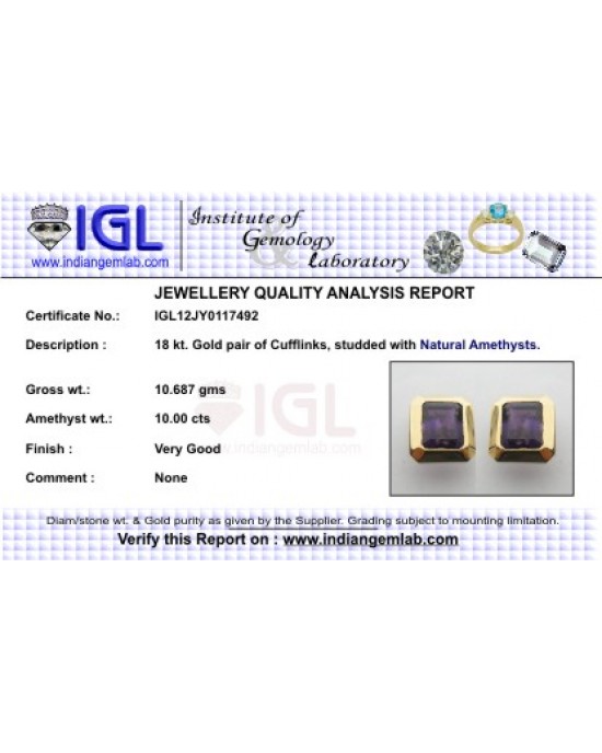 Amethysts Cufflinks in Gold Amethysts Cufflinks in Gold