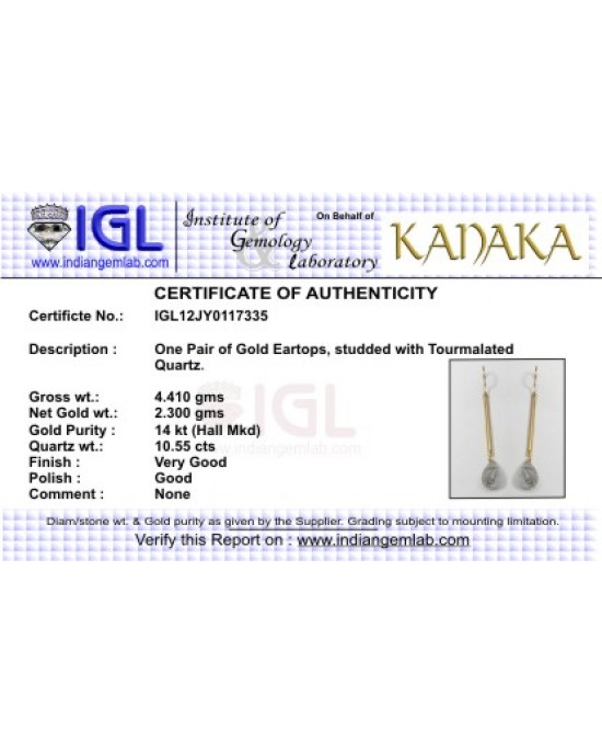 Slender Gold Earrings with Rutile Drops Slender Gold Earrings with Rutile Drops