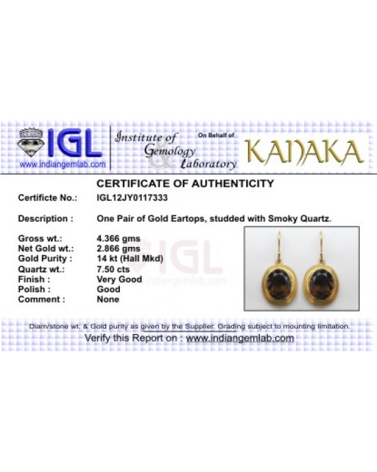 Gold Earring with Smokey Quartz Gold Earring with Smokey Quartz