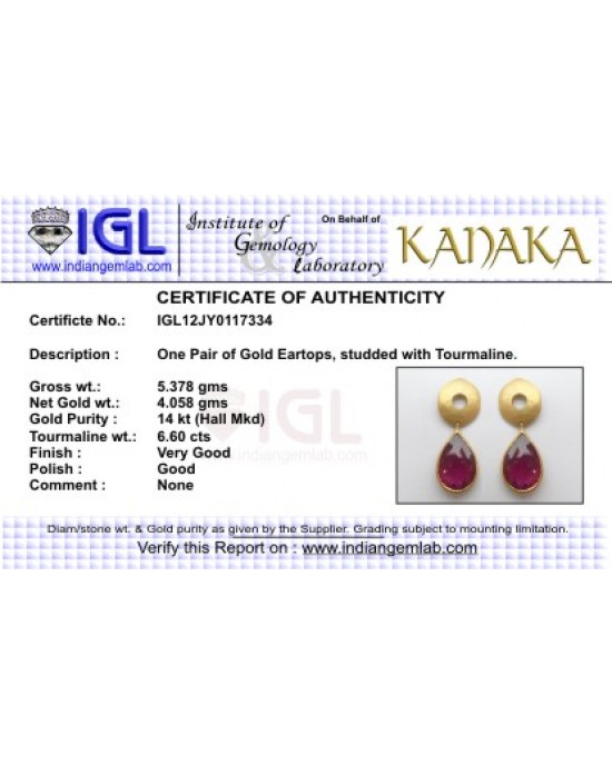 Tourmaline Pear Drops in Gold Tourmaline Pear Drops in Gold