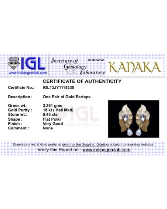 Gold Leaf Earring with Polki Gold Leaf Earring with Polki