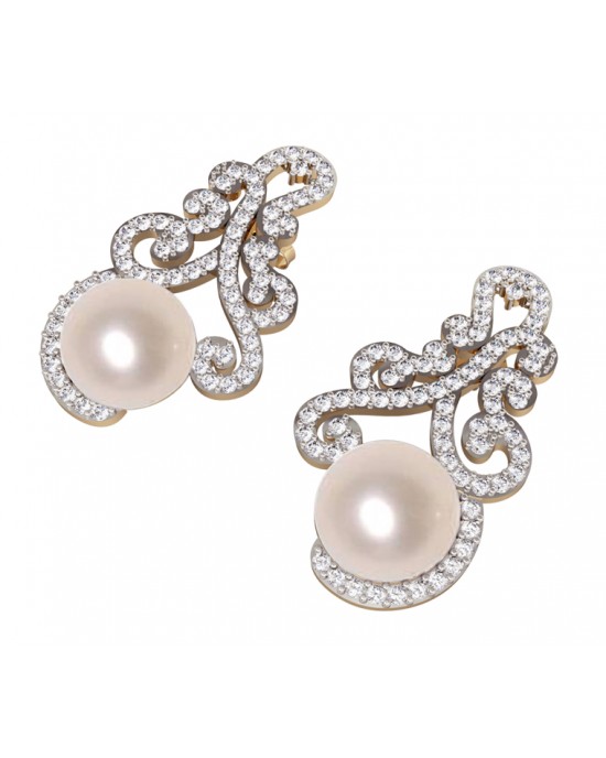 Alluring Pearl & Diamond designer Earrings