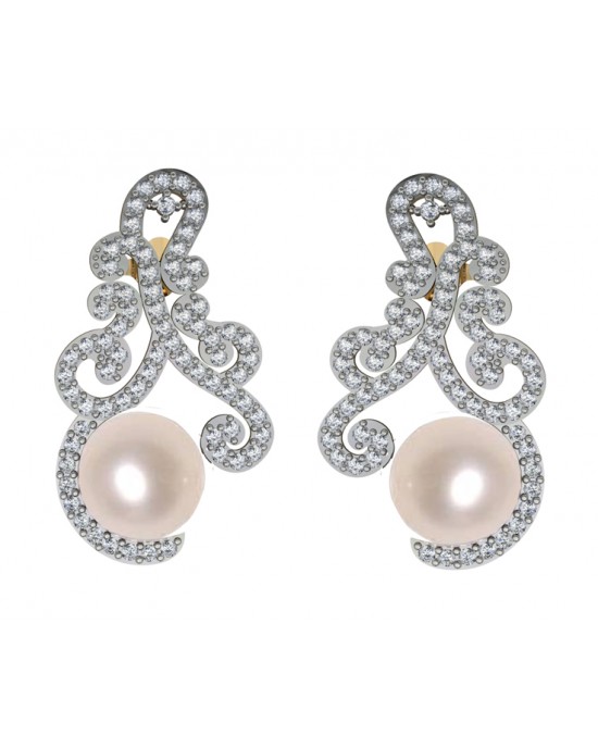 Alluring Pearl & Diamond designer Earrings Alluring Pearl & Diamond designer Earrings