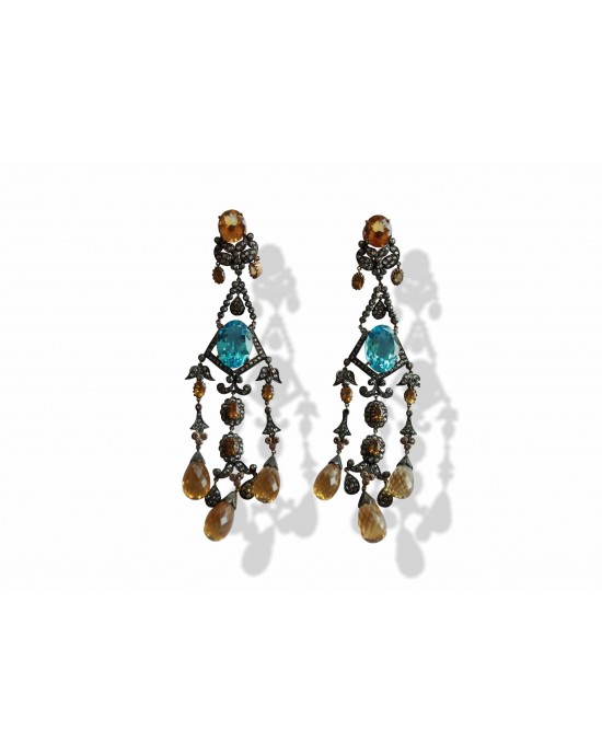 Chandelier Earrings with Blue Topaz Chandelier Earrings with Blue Topaz