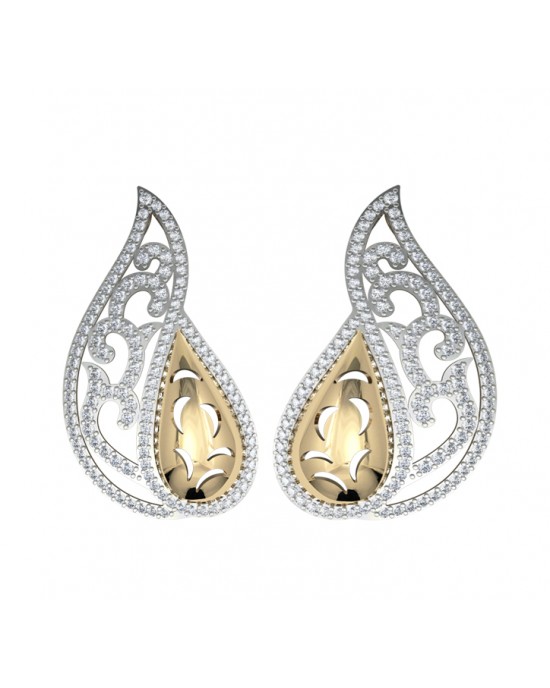 Contemporary Two tone Diamond Earclips Contemporary Two tone Diamond Earclips