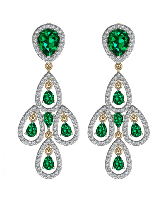 Delicate Emerald Diamond Danglers Delicate Emerald Diamond Danglers