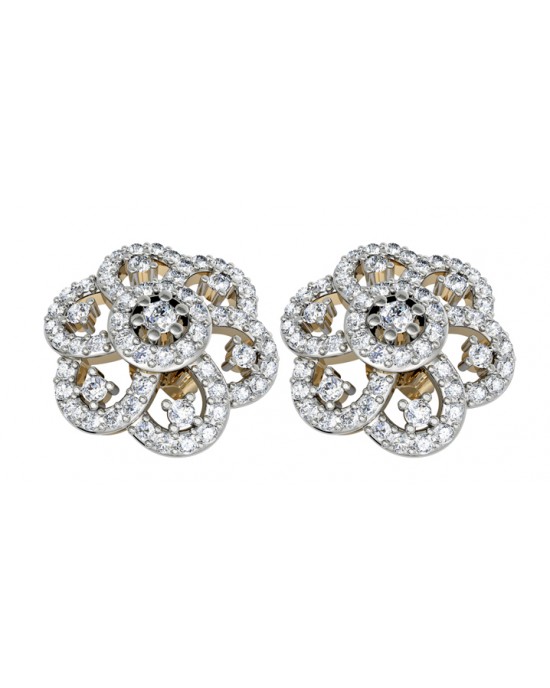 Diamond Floral Cluster Eartops
