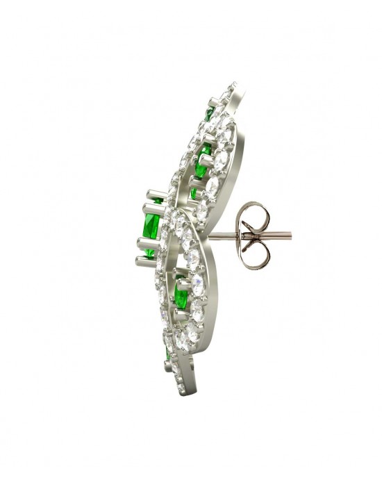 Emerald & Diamond Cluster Earrings 