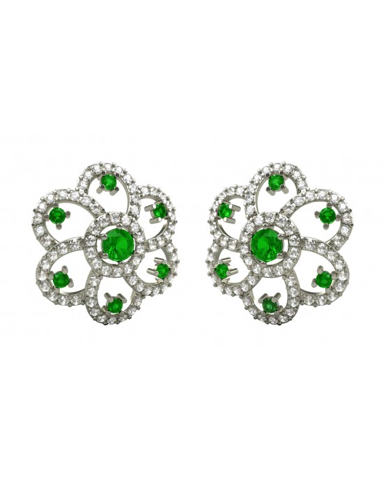 Emerald & Diamond Cluster Earrings Emerald & Diamond Cluster Earrings