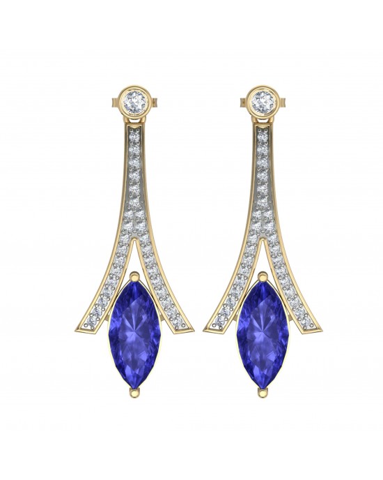 Iolite with Diamond Earrings Iolite with Diamond Earrings