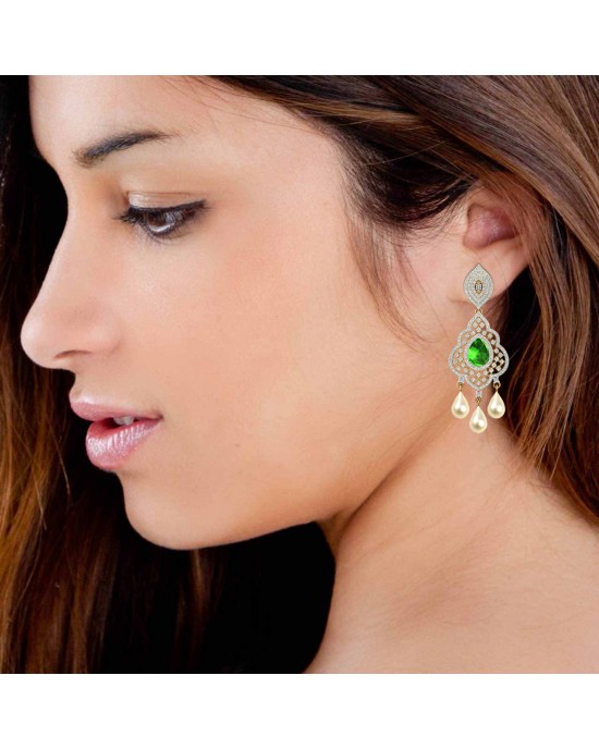 Adrika Emerald Diamond Earrings Adrika Emerald Diamond Earrings