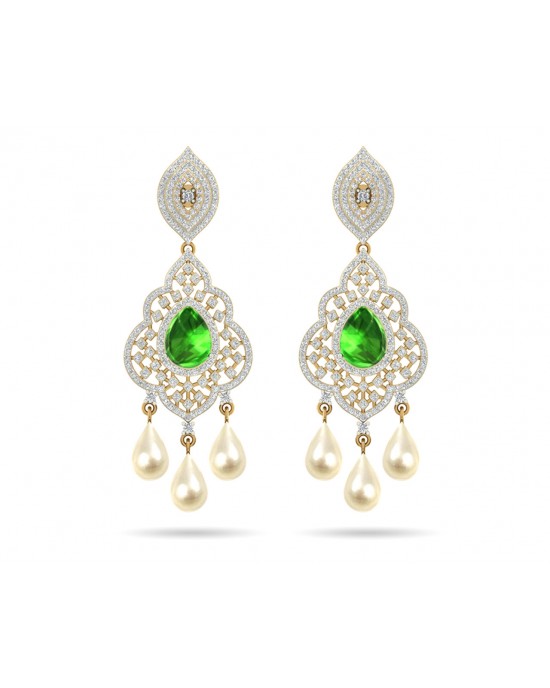 Adrika Emerald Diamond Earrings Adrika Emerald Diamond Earrings