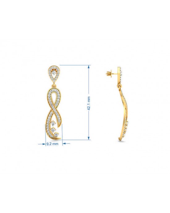 Fraya Long Diamond Danglers in Gold Fraya Long Diamond Danglers in Gold