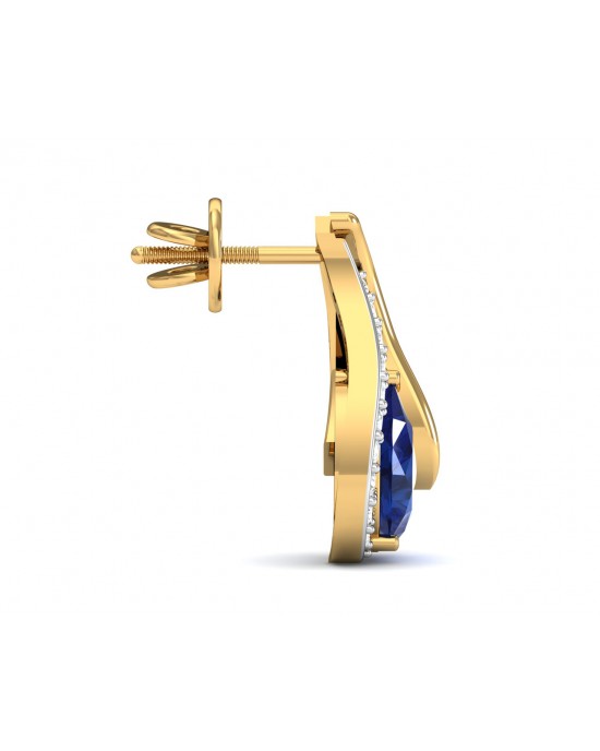 Sary Blue Sapphire & Diamond Earrings In Gold Sary Blue Sapphire & Diamond Earrings In Gold
