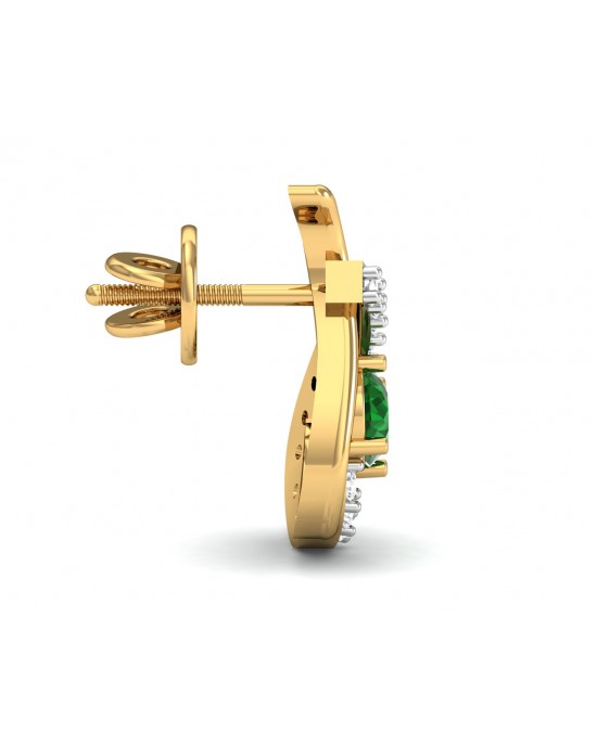 Sely Emerald & diamond earrings in hallmarked gold Sely Emerald & diamond earrings in hallmarked gold