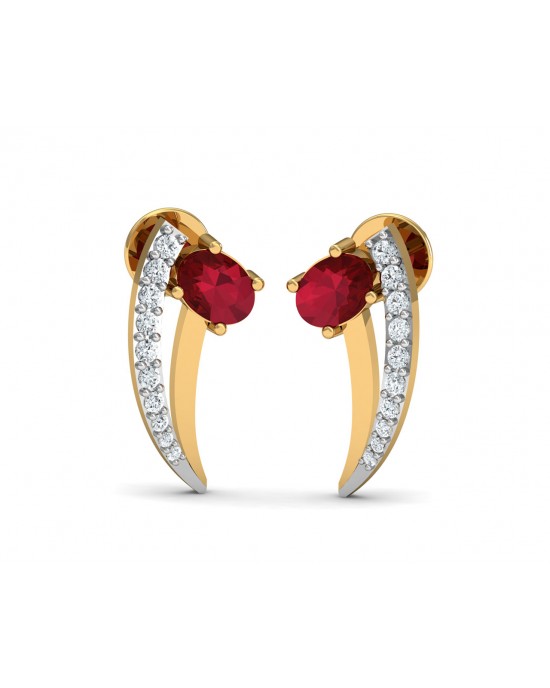 Tory Ruby & Diamond Earring in Gold Tory Ruby & Diamond Earring in Gold
