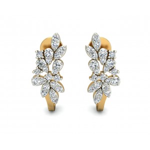 Rhia Diamond Earrings in 14k gold studded with 44 round brilliant cut diamonds
