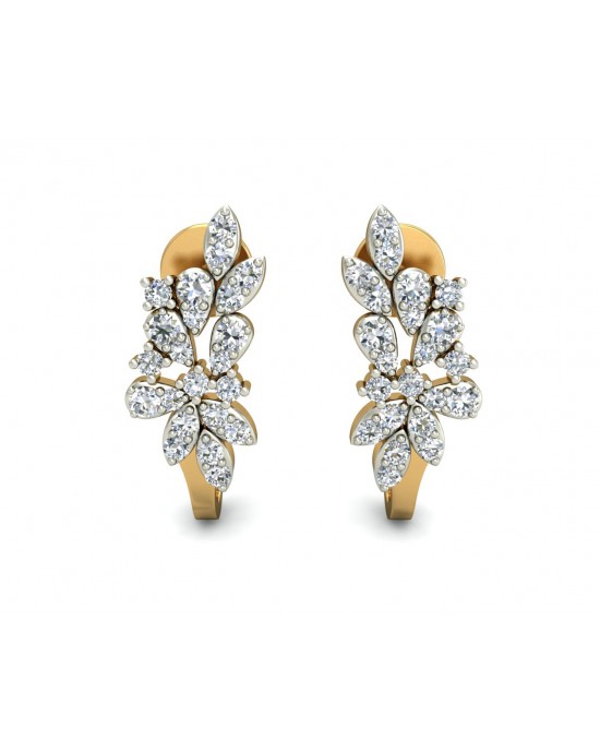 Rhia Diamond Earrings in 14k gold studded with 44 round brilliant cut diamonds Rhia Diamond Earrings in 14k gold studded with 44 round brilliant cut diamonds