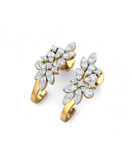 Rhia Diamond Earrings in 14k gold studded with 44 round brilliant cut diamonds Rhia Diamond Earrings in 14k gold studded with 44 round brilliant cut diamonds
