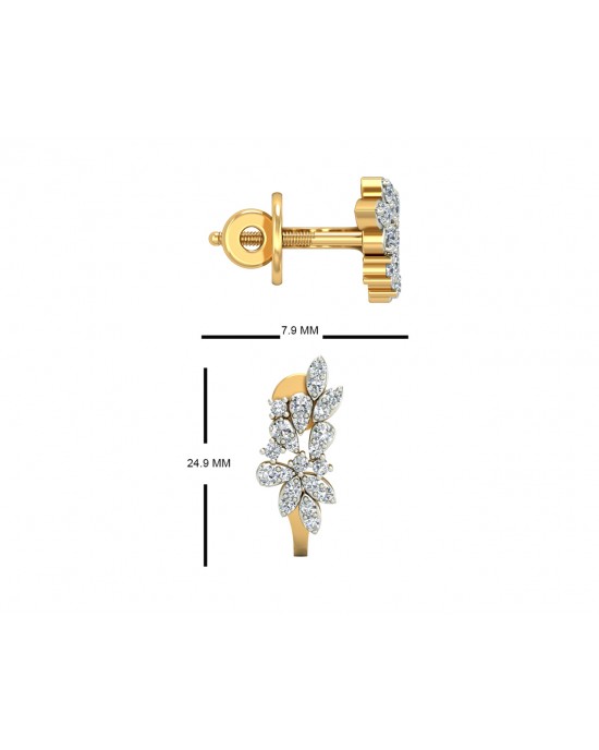 Rhia Diamond Earrings in 14k gold studded with 44 round brilliant cut diamonds Rhia Diamond Earrings in 14k gold studded with 44 round brilliant cut diamonds