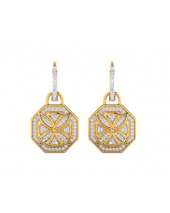 Vania Diamond Dangle Earrings in gold with removable hoops Vania Diamond Dangle Earrings in gold with removable hoops