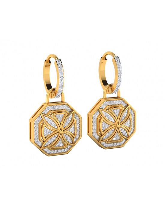 Vania Diamond Dangle Earrings in gold with removable hoops Vania Diamond Dangle Earrings in gold with removable hoops