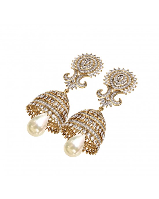 Diamond & pearl Jhumkis Diamond & pearl Jhumkis