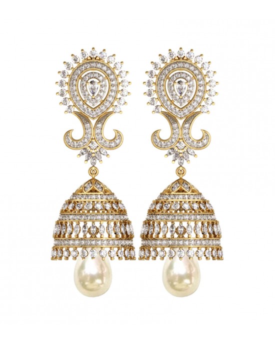 Diamond & pearl Jhumkis Diamond & pearl Jhumkis