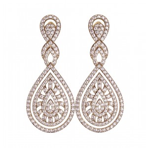 Long Diamond Wedding Earrings