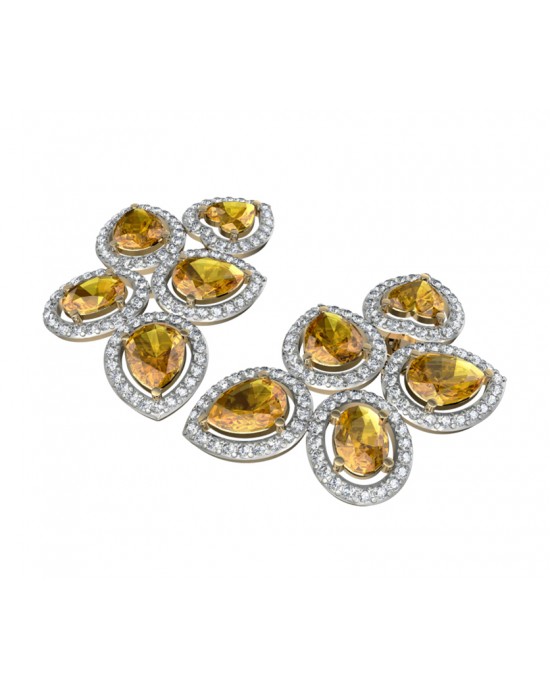 Yellow Sapphire & Diamond Earrings