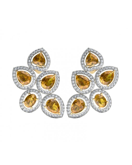 Yellow Sapphire & Diamond Earrings Yellow Sapphire & Diamond Earrings