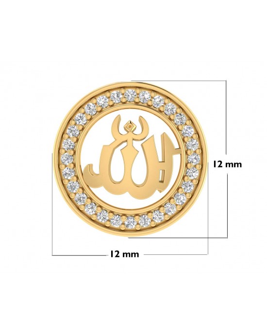 Allah 12mm charm in hallmarked Gold with round brilliant diamonds Allah 12mm charm in hallmarked Gold with round brilliant diamonds