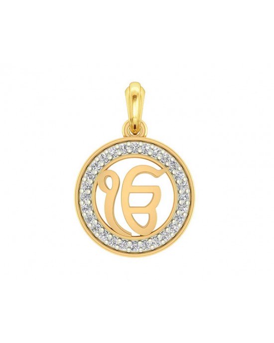 Ik onkar 12mm charm in hallmarked Gold with round brilliant diamonds Ik onkar 12mm charm in hallmarked Gold with round brilliant diamonds