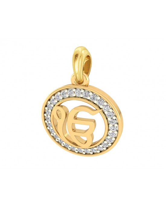 Ik onkar 12mm charm in hallmarked Gold with round brilliant diamonds Ik onkar 12mm charm in hallmarked Gold with round brilliant diamonds