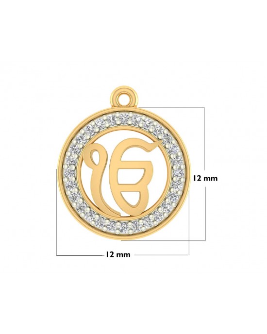 Ik onkar 12mm charm in hallmarked Gold with round brilliant diamonds Ik onkar 12mm charm in hallmarked Gold with round brilliant diamonds