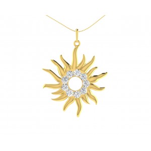 Auspicious sun pendant in gold & diamonds