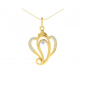 Delicate Ganesh Pendant in gold with diamonds   