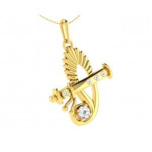Sri Krishna Gold pendant with diamonds   