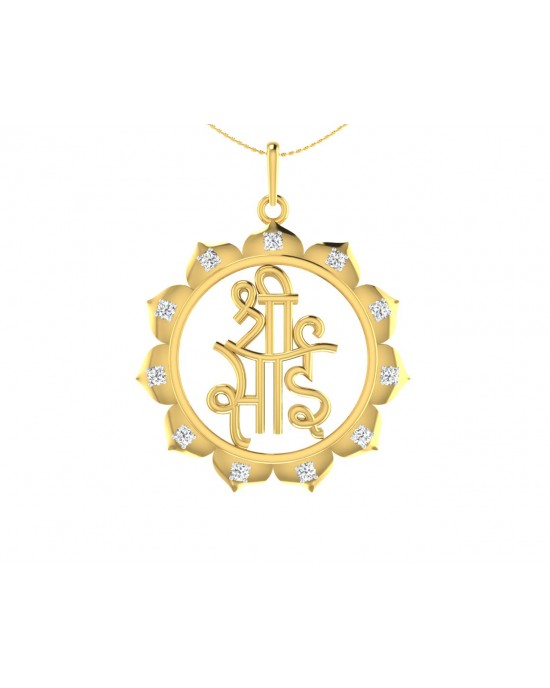 Auspicious Shri Sai Pendant in Gold studded with diamonds Auspicious Shri Sai Pendant in Gold studded with diamonds