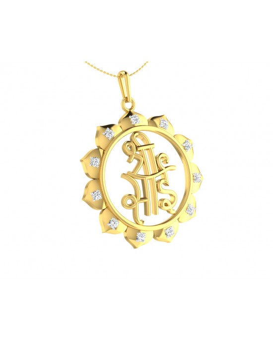 Auspicious Shri Sai Pendant in Gold studded with diamonds Auspicious Shri Sai Pendant in Gold studded with diamonds