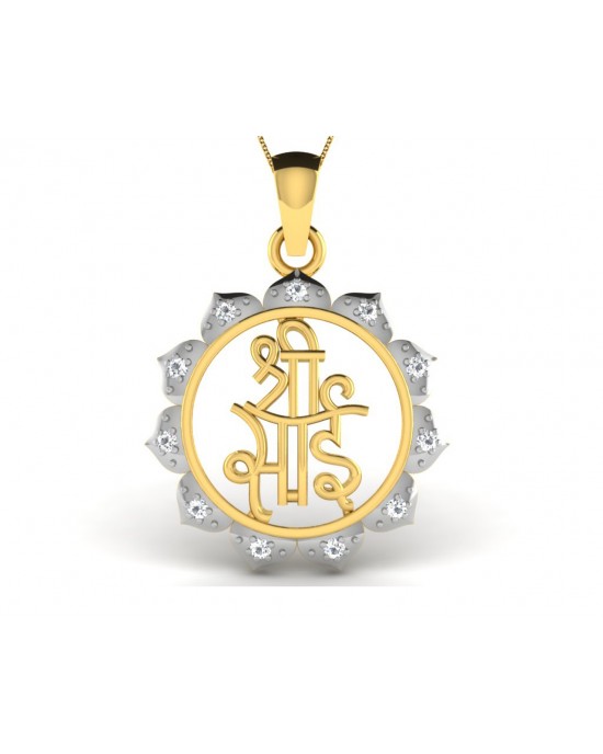 Auspicious Shri Sai Pendant in Gold studded with diamonds Auspicious Shri Sai Pendant in Gold studded with diamonds
