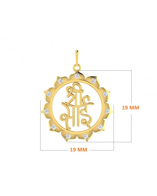 Auspicious Shri Sai Pendant in Gold studded with diamonds Auspicious Shri Sai Pendant in Gold studded with diamonds