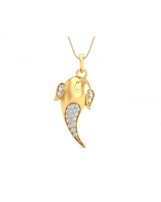 Artistic Ganpati Pendant in Gold with Diamonds Artistic Ganpati Pendant in Gold with Diamonds