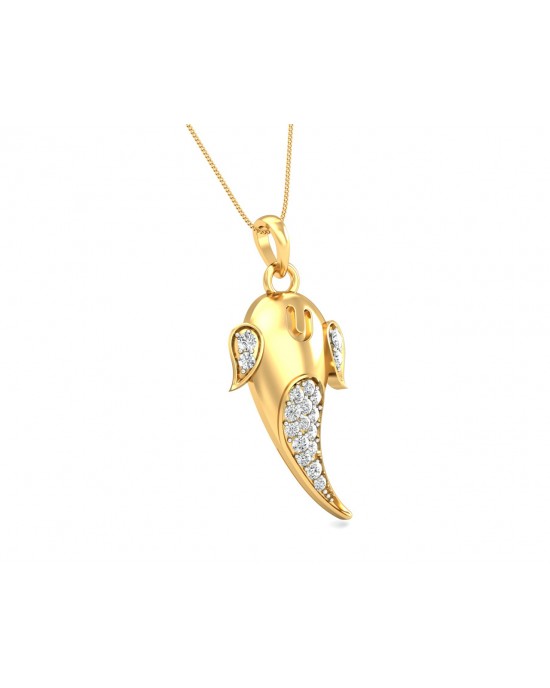 Artistic Ganpati Pendant in Gold with Diamonds Artistic Ganpati Pendant in Gold with Diamonds
