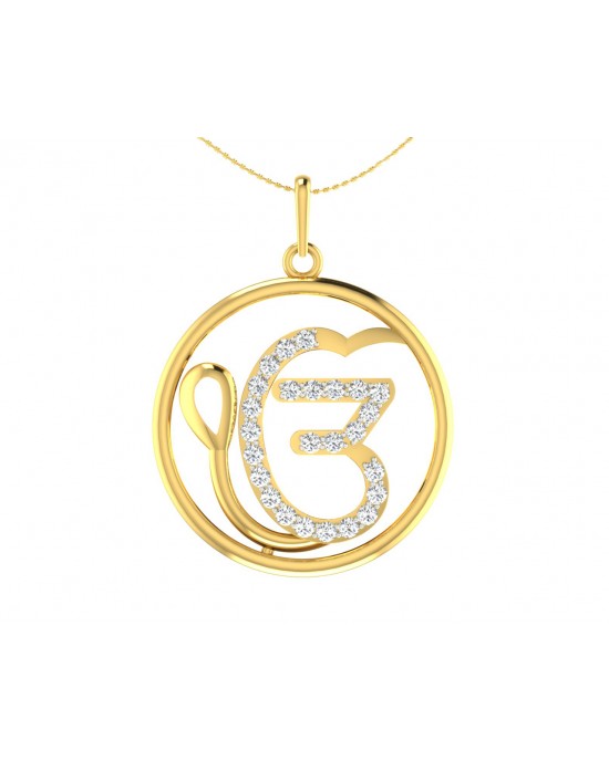 Auspicious Ik Onkaar Gold Pendant with Diamonds Auspicious Ik Onkaar Gold Pendant with Diamonds