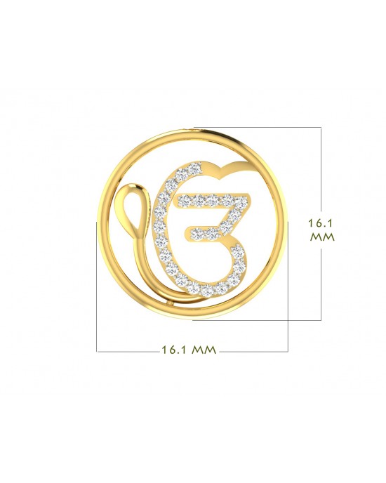 Auspicious Ik Onkaar Gold Pendant with Diamonds Auspicious Ik Onkaar Gold Pendant with Diamonds