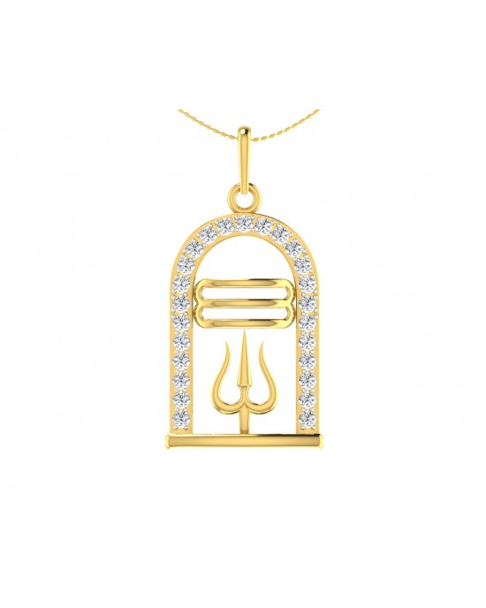 Auspicious Shiv ling and Shiv trishul pendant in gold with diamonds Auspicious Shiv ling and Shiv trishul pendant in gold with diamonds