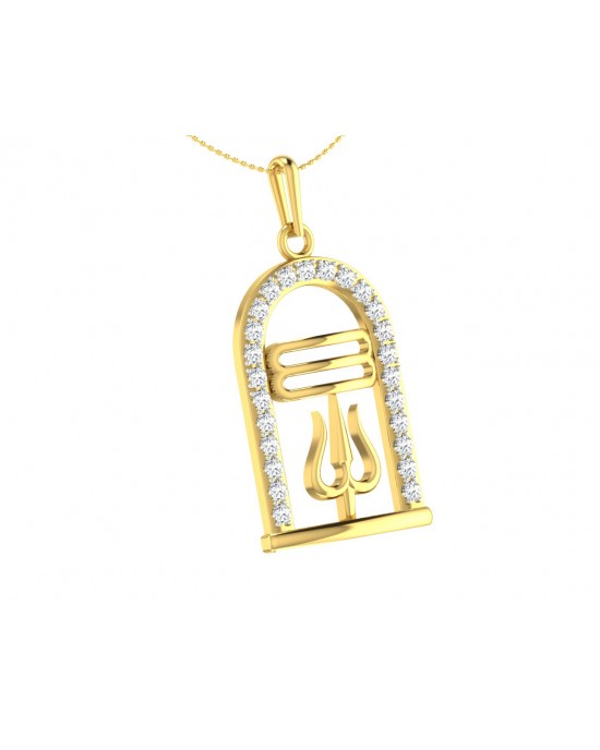 Auspicious Shiv ling and Shiv trishul pendant in gold with diamonds Auspicious Shiv ling and Shiv trishul pendant in gold with diamonds
