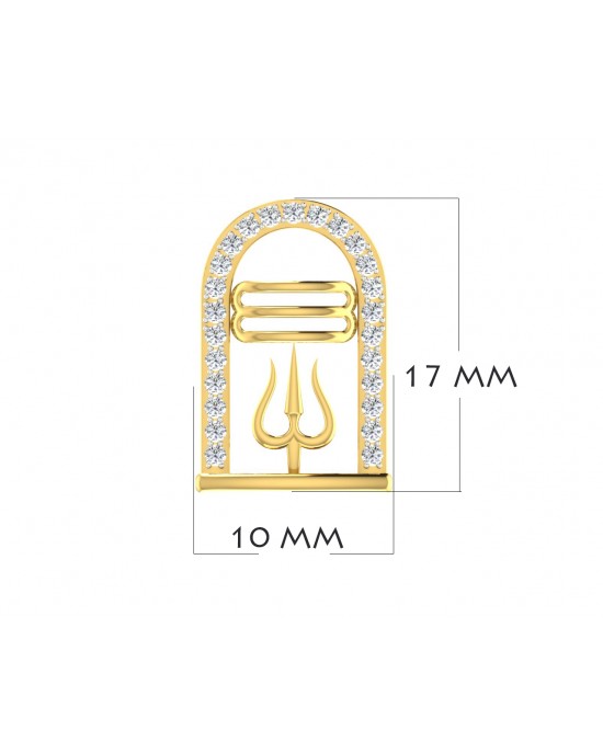Auspicious Shiv ling and Shiv trishul pendant in gold with diamonds Auspicious Shiv ling and Shiv trishul pendant in gold with diamonds